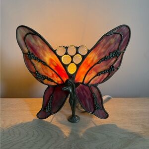Stained Glass Butterfly Fairy Lamp